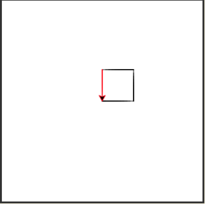 A square with the first three lines in black and the last one in red