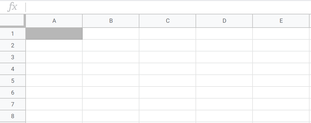 A spreadsheet with cell A1 (column A, row 1) highlighted.