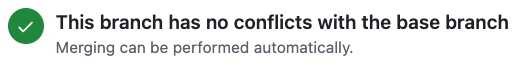 GitHub message indicating that merging can be performed automatically.