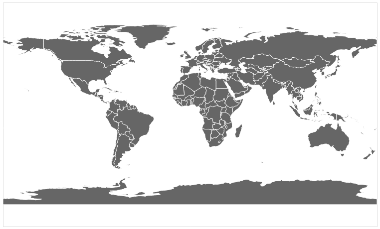 Gray colored map of the entire world.