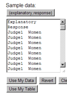 Sample data input window in the applet