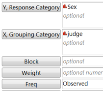 Fit Y by X role assignment in JMP