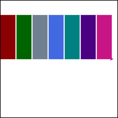 Image of a colorful rectangles in a row drawn with Python Turtle