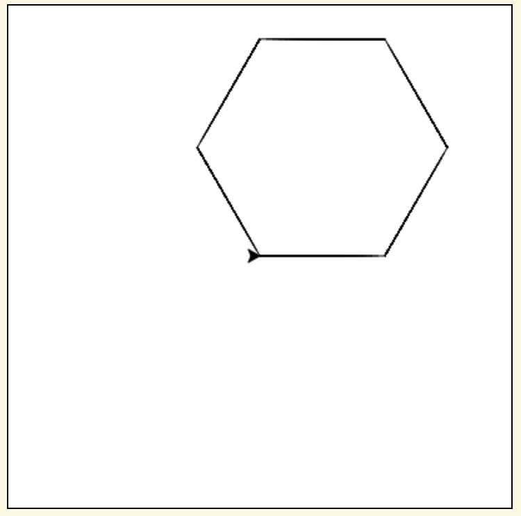 Image of a hexagon drawn with Python Turtle