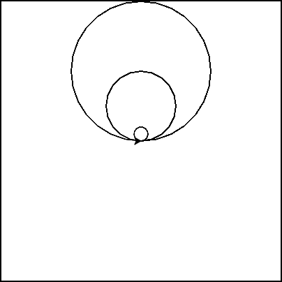 Image of a three circles drawn with Python Turtle