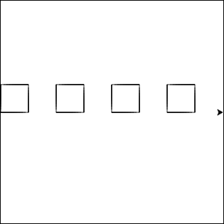 Image of a row of squares drawn with Python Turtle