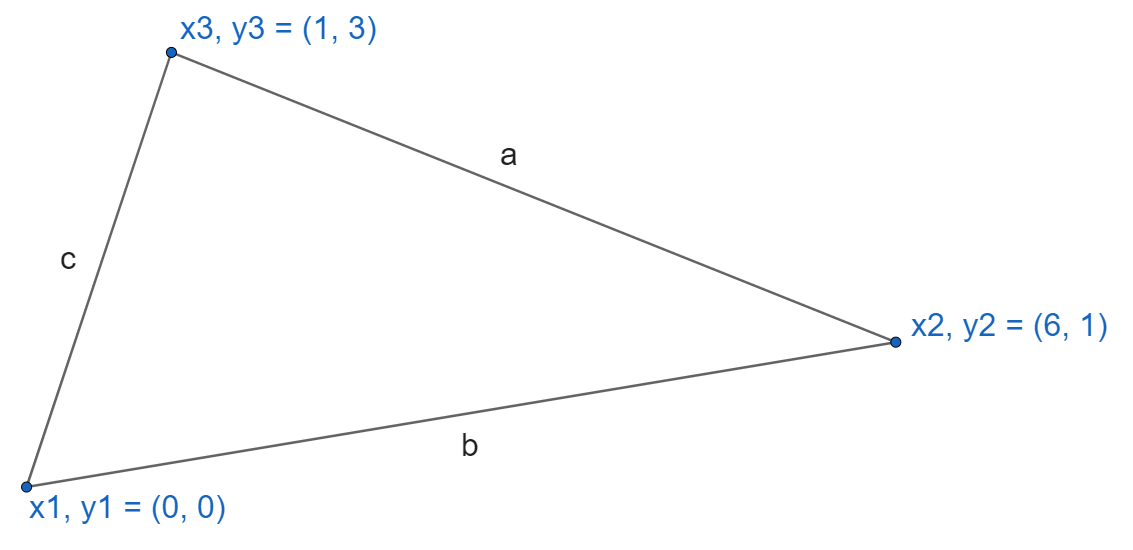 Triangle with sides labeled a, b, c