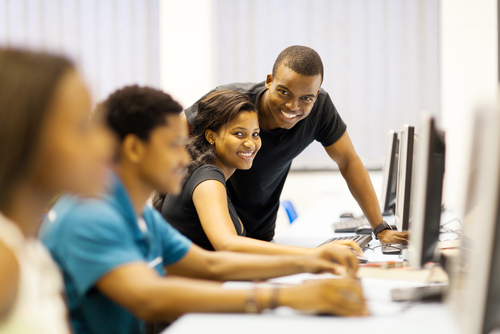 students in a computer classroom